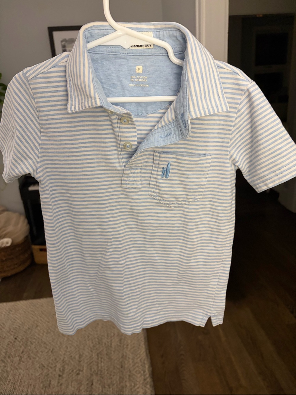 johnnie-O Light Blue & White Striped Polo for Kids